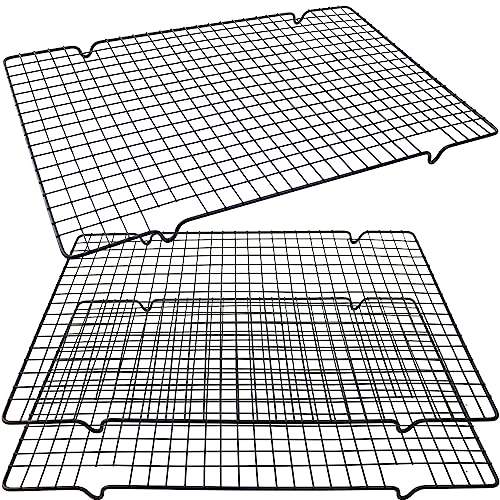 3 Pieces Cooling Rack for Baking, Cake Cooling Rack Square, 16x10 Inches Baking Rack Oven Safe Grid Wire Racks, Non-Stick Drying Net Rack Cake Cold Drying Net for Grilling,Roasting and Drying