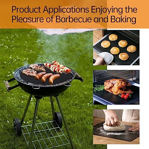 UBeesize 2 Pack Thickened Oven Liners for Bottom of Oven BPA & PFOA Free, Reusable 16x24 Inch Heavy Duty Non Stick Teflon Oven Mats, Fit Electric Gas Toaster Convection Microwave Ovens Grills - color: Black, size: 24"L x 16"W, style: 2 Pack
