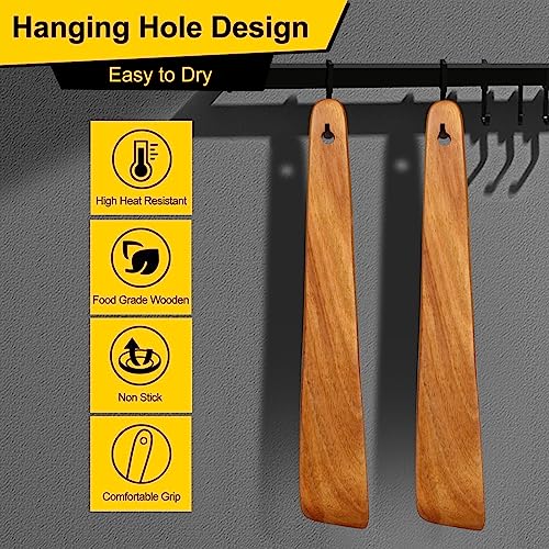 Teak Wooden Spatula for Cooking Spoon Non Toxic Kitchen Utensil Spurtle - size: 1 Piece (12 Inches)