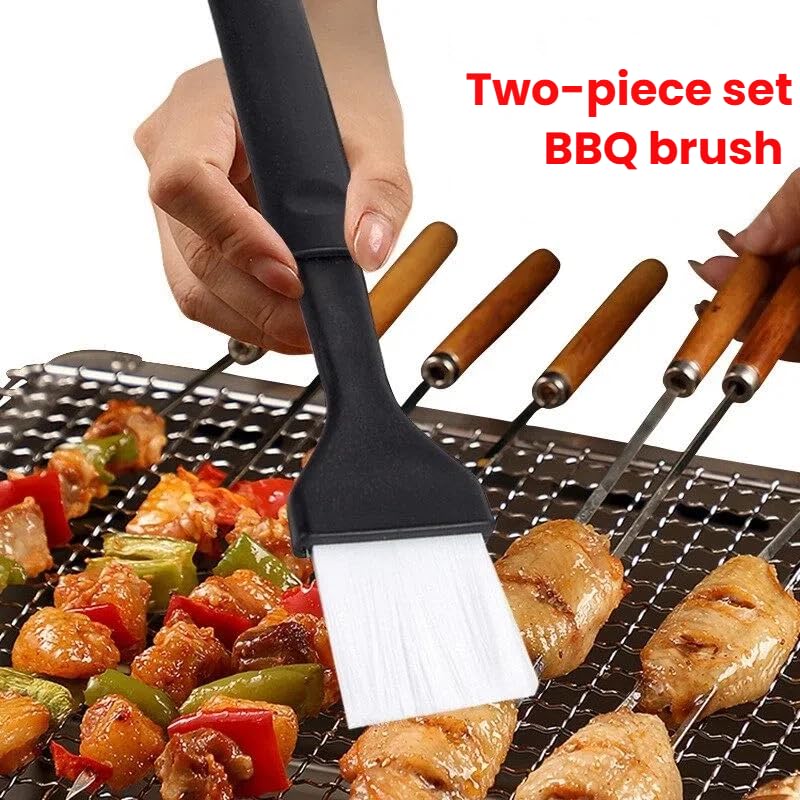 2Pcs Silicone Basting Pastry Brush, Heat Resistant Food Cooking Brush for Oil, Sauce, Baking, BBQ and Grill, BPA Free, Dishwasher Safe
