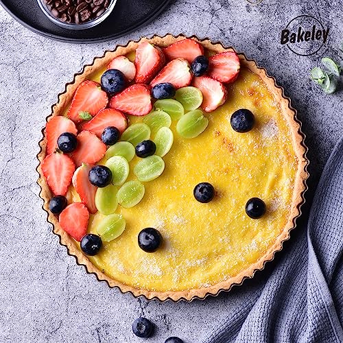 11-Inch Round Tart Pan with Loose Removable Bottom, Non-Stick Carbon Steel Quiche Pan for Oven Baking (Champagne Gold) - size: 11" Round (Champagne Gold)