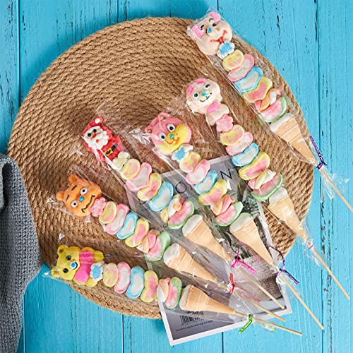 Tendwarm 100 Pcs 3x11 Inch Clear Long Cello Cellophane Treat Bags with 7 Mix Colors Twist Ties Perfect for Birthday Favor Candles Pretzel Icy Candy Popsicle - color: clear