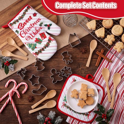 Qinyoung 48 Pcs Christmas Kitchen Oven Mitts Pot Holders, Cartoon Christmas - style: Cartoon Christmas