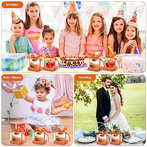 12 PCS Clear Cupcake Boxes 3.5 Inch Cupcake Containers (Orange) - color: Orange