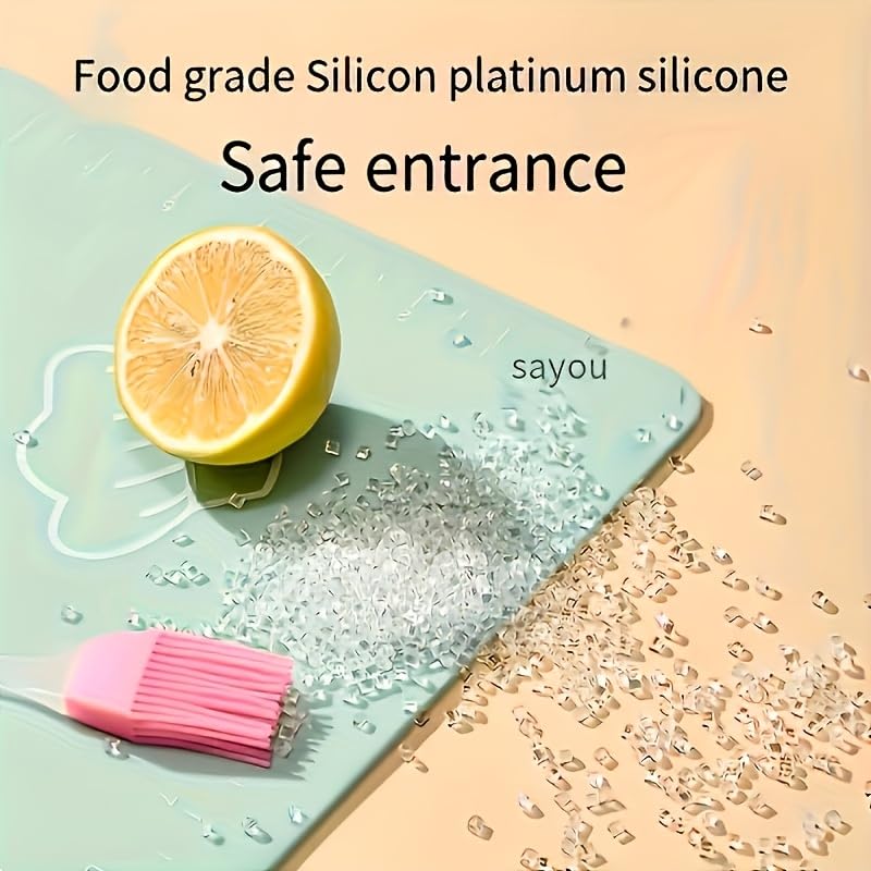 Silicone Pastry Extra Thick Non Stick Baking Mat with Measurements and Edge Heightening, Silicone Rolling Mat for Pastry, Bread, Cookies, Pizza, Fondant, Pasta