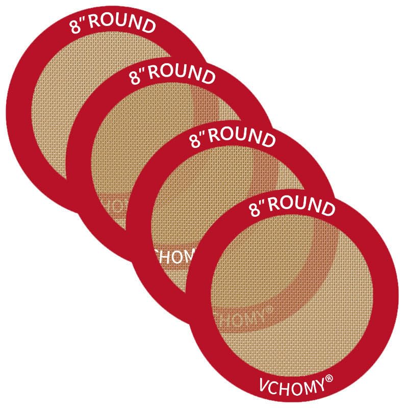 Silicone Baking Mats, Set of 4, Round dia 8 Inch, Non Stick, BPA Free, Baking Sheet Pan Liner for Cake,Pizza,Cookies,Macaron,Bread,Pastry,Toaster (Red, Round-dia 8 inch) - color: Red