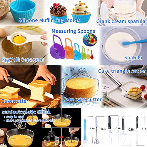 Cake Decorating Kit Cake Decorating Supplies, 515 PCS Baking Supplies Set with 3 Springform Pan Sets, 66 Icing Piping Nozzles, Cake Rotating Turntable, Piping Bags, Birthday Gifts for Mom Wife - size: 515 PCS