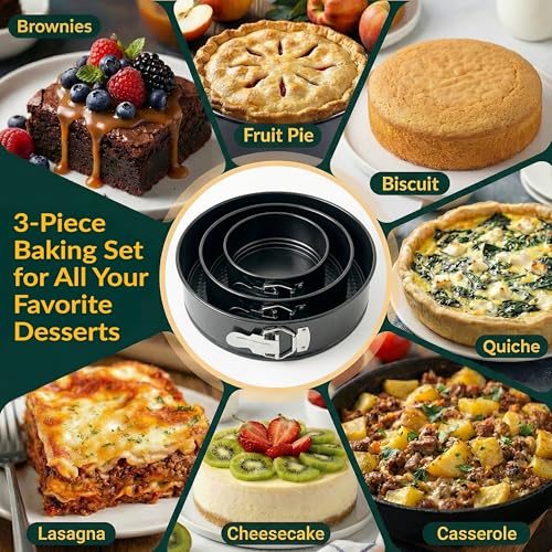 Springform Pan Set of 3, Nonstick Cheesecake Pans 4/7/9" Carbon Steel - size: 4-7-9 Inches