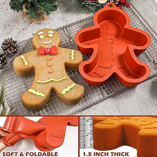 Webake Gingerbread Man Mold 10 Inch Large Gingerbread Silicone Cake Pan for Christmas Baking Cake, Cookie - style: Gingerbread