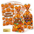 NPLUX 100 Pack Halloween Treat Bags,Twist Ties,Pumpkin Face,6x10x2.4 in - color: Halloween02