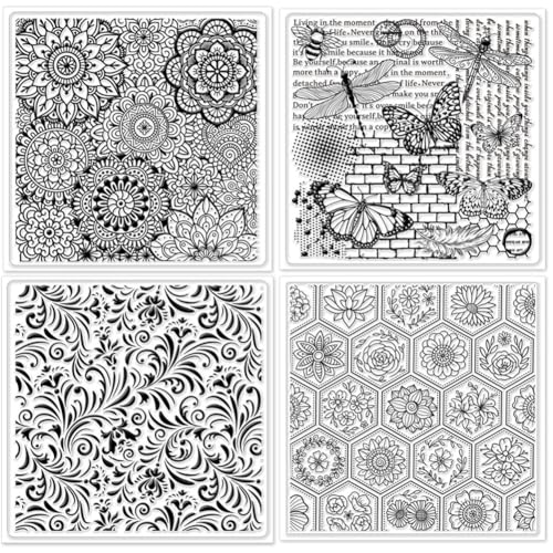 CHGCRAFT 4Pcs 4 Styles Retro Vine Polymer Clay Texture Sheets, 5.5x5.5inch - style: Retro Vine