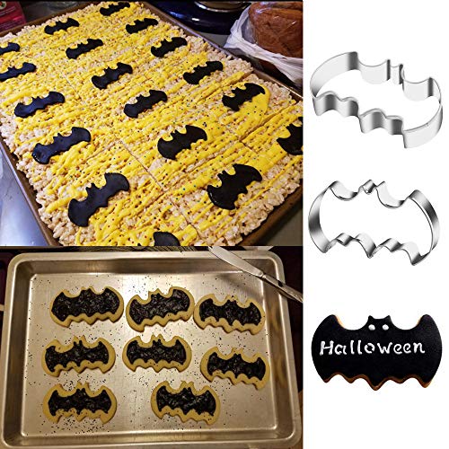 3 Pack Cookie Cutters Set Stainless Steel Bat Shape Halloween Biscuit Cookie Cutter