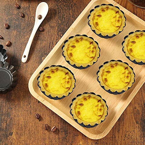 12PCS 2.6" Egg Tart Molds, Mini Carbon Steel Non-Stick Baking Pans - size: 2.6inch