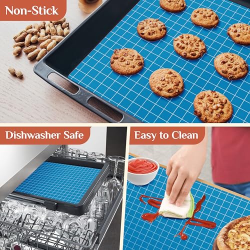 GTJ Silicone Baking Mat Roll, Reusable Baking Sheet Liners, 12 in x 10 ft - color: Blue + White Line, size: 120"L x 12"W