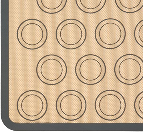 Amazon Basics Silicone Baking Mat for Macarons, Non-Stick, Food Safe, Reusable, Oven-Safe, 16.5" x 11.6", Beige/Gray, 2-Pack - size: 2-Pack, style: Macaron Mat