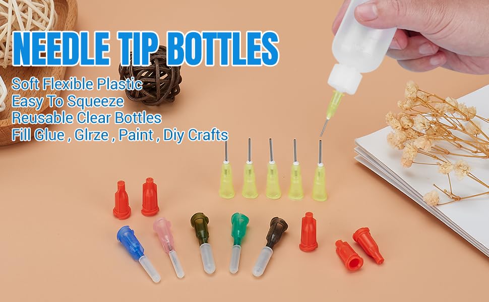 6pcs 50ml Glue Applicator Bottles Squeezable Plastic Liquid Bottle Needle Tip Squeeze Bottle Blunt Needle Oiler and Storage Caps14G 16G 18G 20G 22G for Crafts, DIY, and Repairs