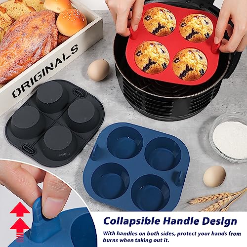 Webake 3PCS Silicone Air Fryer Muffin Pan for Baking 4 Cavity Air Fryer Egg Bites Silicone Mold, Nonstick BPA Free Muffin Tins - size: Muffin