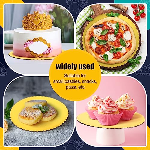 Nuenen 50 Pcs 12 Inch Round Cake Boards Gold Scalloped Disposable