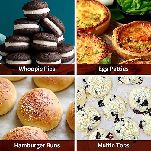 Silicone Muffin Top Pans, 2 Pack Non-stick 3" Whoopie Pie Baking Pan 3 Inch Round Tray Silicone Egg Sandwich Molds for Mini Cakes Biscuits Egg Cloud Bread Buns English Muffins Breakfast Sandwiches