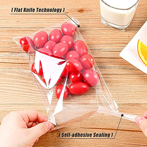 SUREHOME Cookie Bags Cellophane Clear Individual Treat for Cookies, 5x6 Inch Gift Giving Packaging, 100PCS Plastic Self Adhesive Wrappers Candy Bag - color: Clear 5"x6"