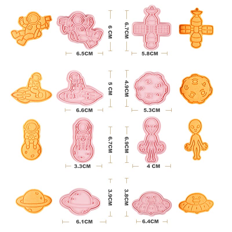 8pcs Cute Astronaut Cookie Cutters,Spacecraft Cookie Stamps Set (Astronaut) - color: Astronaut