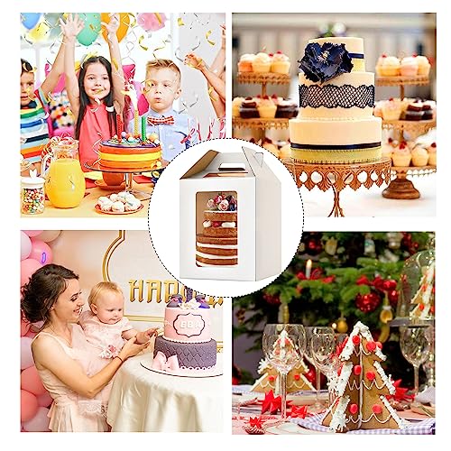XININSUN Tall cake boxes for tier cakes 10x10x12 Inch with 6 Windows 2Pack - color: White