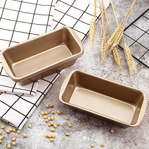 Patelai 4 Pack Small Loaf Pans for Baking Bread, Gold, 9.3 x 3.7 In - color: Gold, size: 9.3 x 3.7 In