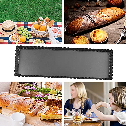 Rectangular Tart Pan 14 Inch Nonstick Quiche Pie Pan with Removable Bottom Tart Pan for Pies, Quiche Bakeware, Cheese Cakes, Desserts - size: 14" (Removable Bottom)