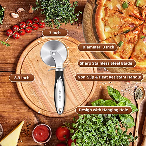 SCHVUBENR Premium Pizza Cutter Wheel - Ultra Sharp Stainless Steel Pizza Slicer with Non-Slip Soft Grip Handle - Multi-Purpose Cutter for Pizza, Dough & Pastry - Dishwasher Safe, Easy to Clean - Black - color: Black