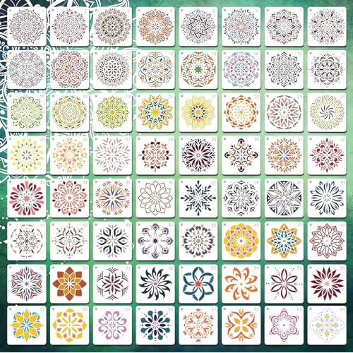 Mandala Stencils for Painting, 64 Pcs 5 Inch for Wood Signs Canvas - color: Mandala