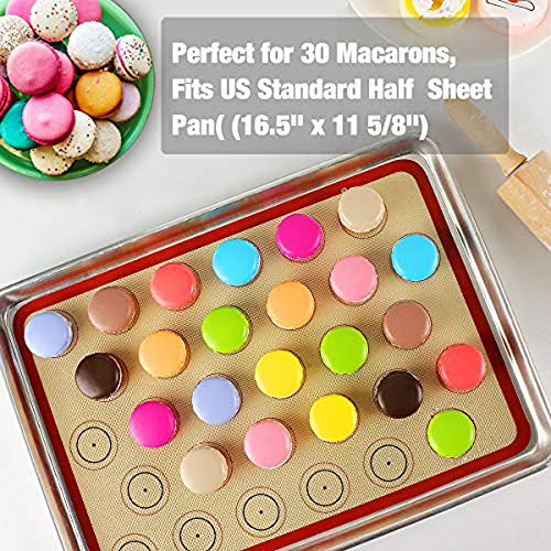 Macaron Silicone Baking Mat - 2 Non Stick Silicon Macaroon Baking Sheet - color: Red