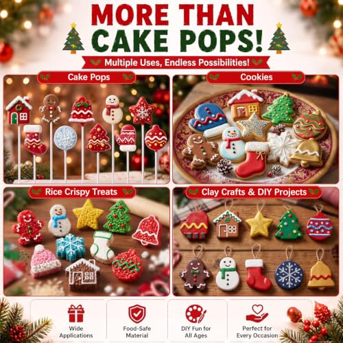 10 Pcs Christmas Cake Pop Molds Set with 100 Sticks - style: Christmas Style