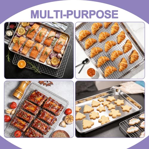E-far Large Baking Sheet with Wire Rack, 20" x 14" (1 Pan +1 Cooling Rack) - size: 20"x14"