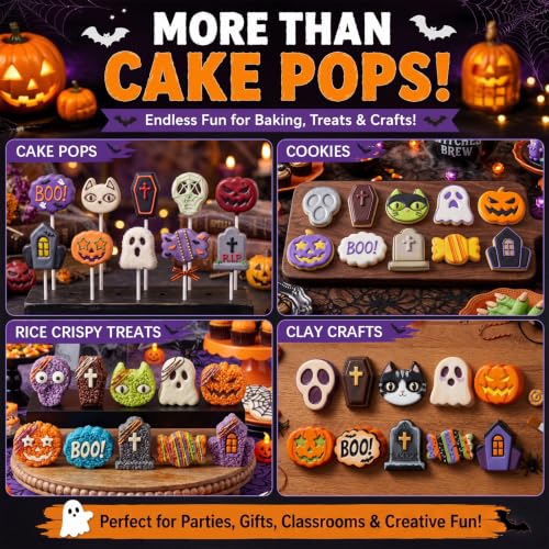 10 Pcs Halloween Cake Pop Molds Set with 100 Sticks - style: Halloween Style