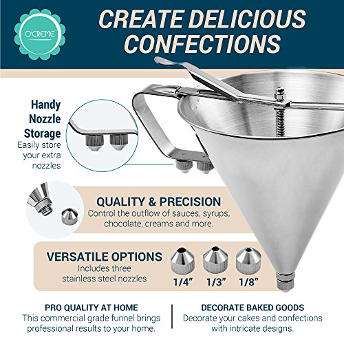 Stainless Steel Confectionery Funnel with Precision Nozzle Tips
