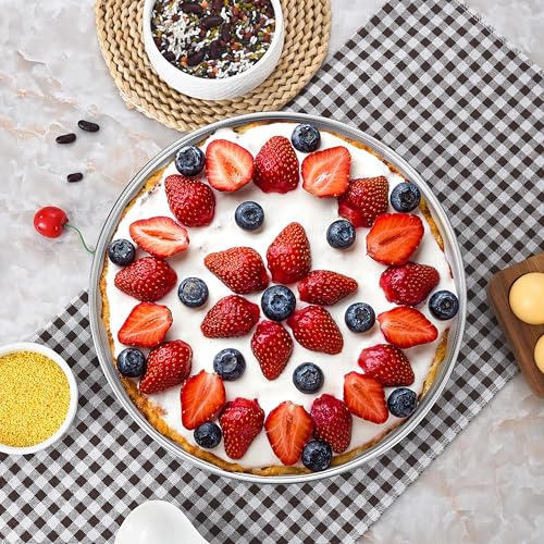 Inqibee 8-9.5-11 Inch Round Cake Pan Set, Stainless Steel Textured Bottom - size: 8-9.5-11 Inch