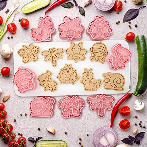 Insect Cookie Cutters Set, 8 Pcs Cookie Cutter with Plunger Stamps - color: Insect Cookie Cutters With Plunger Stamps