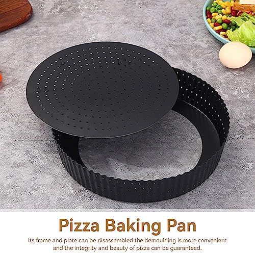 Agatige Pizza Pan with Holes for Oven, Nonstick Black Bakeware Pizza Tray with Removable Bottom Accessories for Oven Baking Supplies & Home, Kitchen, Restaurant Make Kinds of Pizzas or Pies (8in) - size: 8 in