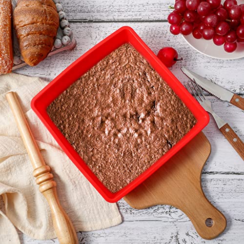 Geetery 4 Pcs Silicone Square Brownie Pan 7.5" Silicone Baking Pan - size: 7.5 x 7.5 x 1.5 Inches