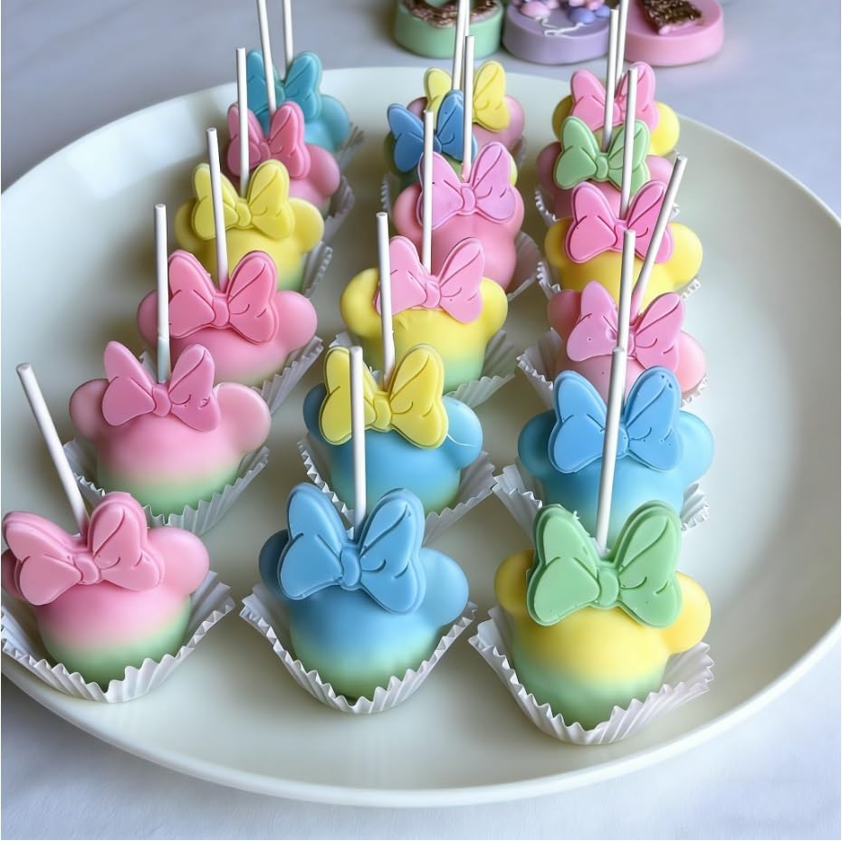 Bow Silicone Mold,2 Pack Bows Chocolate Fondant Molds Sugar Candy Cake Pop Bow Cartoon Butterfly Tie Craft Molds DIY Birthday Party Cake Decorating - color: Bow Mold