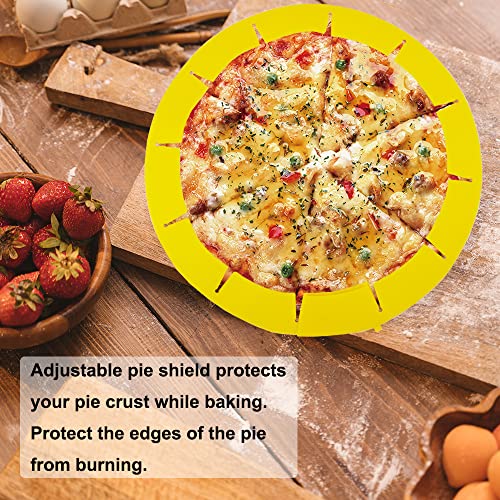 Adjustable Silicone Pie Crust Shield Pie BPA-free Protectors Cover Kitchen Tool for Baking Pie Pizza, Fits 8-11.5 Inches Pie (Yellow-2pcs) - color: Yellow-2pcs