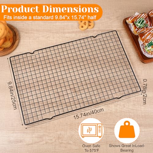 5PCS 15.74" x 9.84" Black Stainless Steel Cooling Racks for Baking, Cooking, Roasting, and Grilling, Baking Rack Oven Safe & Dishwasher Safe Heavy Duty Wire Rack Set
