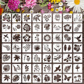 Augshy 56 Pack Flower Stencils for Painting, Butterfly and Bird, 3 Inch - style: Flowering Plants