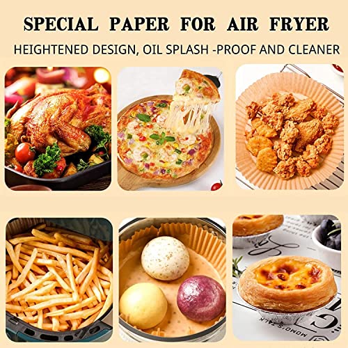 Air Fryer Paper Liners, 100PCS Non-stick Disposable Parchment Sheets for Baking, Food Grade Liner for Baking Roasting Microwave (7.9inch-Round) - size: Round-7.9"-100Pcs