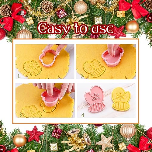 24pcs Chrismas Cookie Cutters Stamps Biscuit Baking Tools Embossing Cookie Molds - style: Christmas