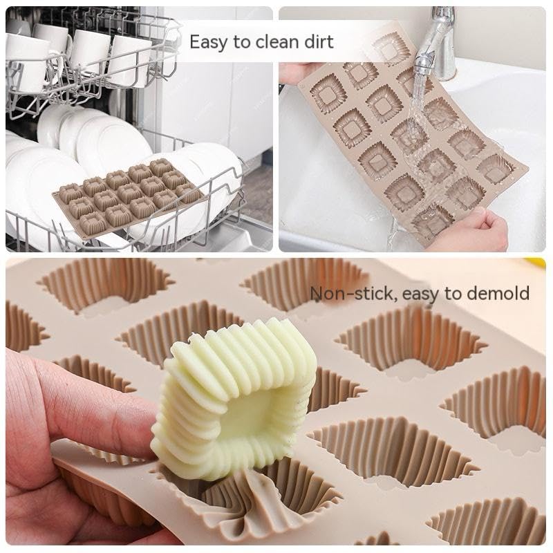 Cube Cake Silicone Mold | 1.6" x 1.6" x 0.8" 3D Square Mini Mousse Cake Baking Mold, French Dessert Molds for Chocolate, Jello, Brownie Bites, Ice Cream Cube, 15-Cavity - color: Mousse Baking Mold