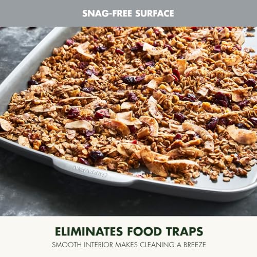 GreenPan Premiere Ovenware Healthy Ceramic Nonstick 18" x 13" Half Rectangular Baking Pan, PFAS-Free, Warp-Free Bakeware, Durable Quick Heating, Oven & Broiler Safe to 600F, Dishwasher Safe, Gray - color: Gray, size: 18" x 13" Half Sheet Pan