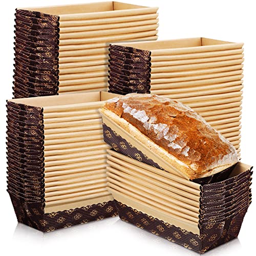 Panitay 100 Pcs Disposable Paper Loaf Pans, Kraft Mini Bread Baking Molds