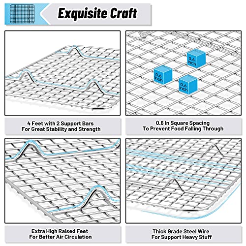 TeamFar Cooling Rack, 9.75”x7.5” Stainless Steel Baking Grid Wire Rack - size: 9.75 x 7.5-Inch