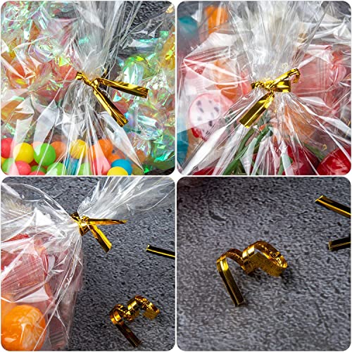 Zcintert Clear Cello Cellophane Treat Bags, 200 Pcs - 5" x 7"(2mils), Plastic Gift Bags for Candy, Party Favor, Cookies, Candies Packaging, with 4” Twist Ties - color: 200PCS - 5" x 7"